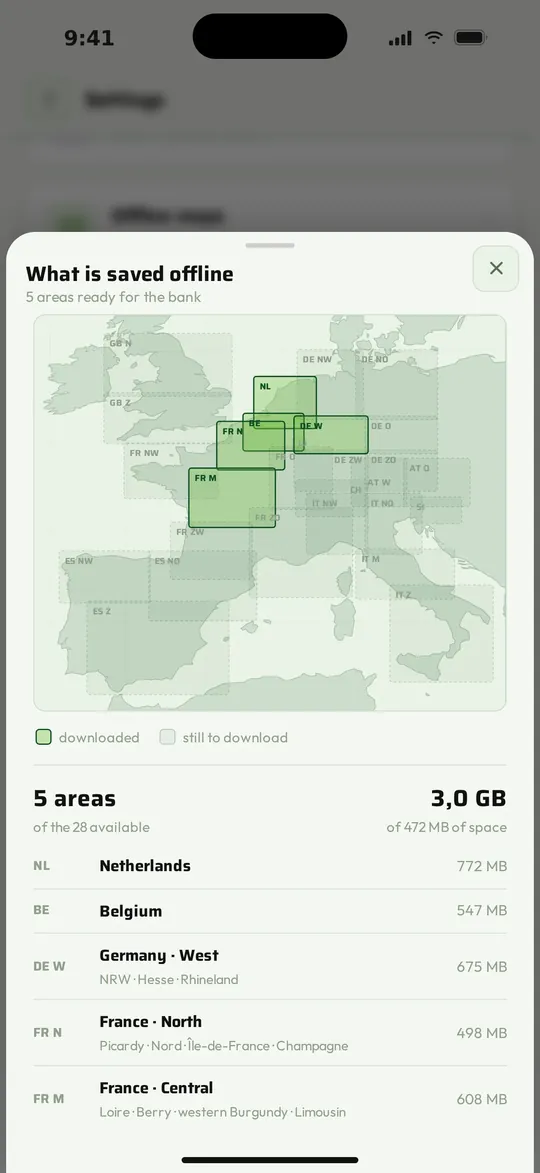 Offline-Karten in der App