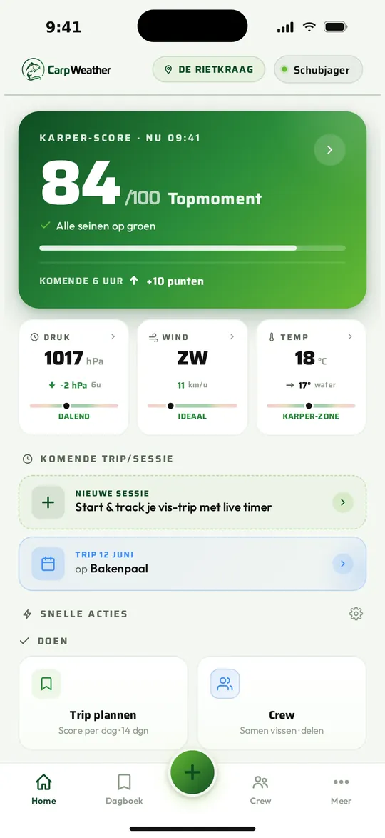 De score van nu, meteen.