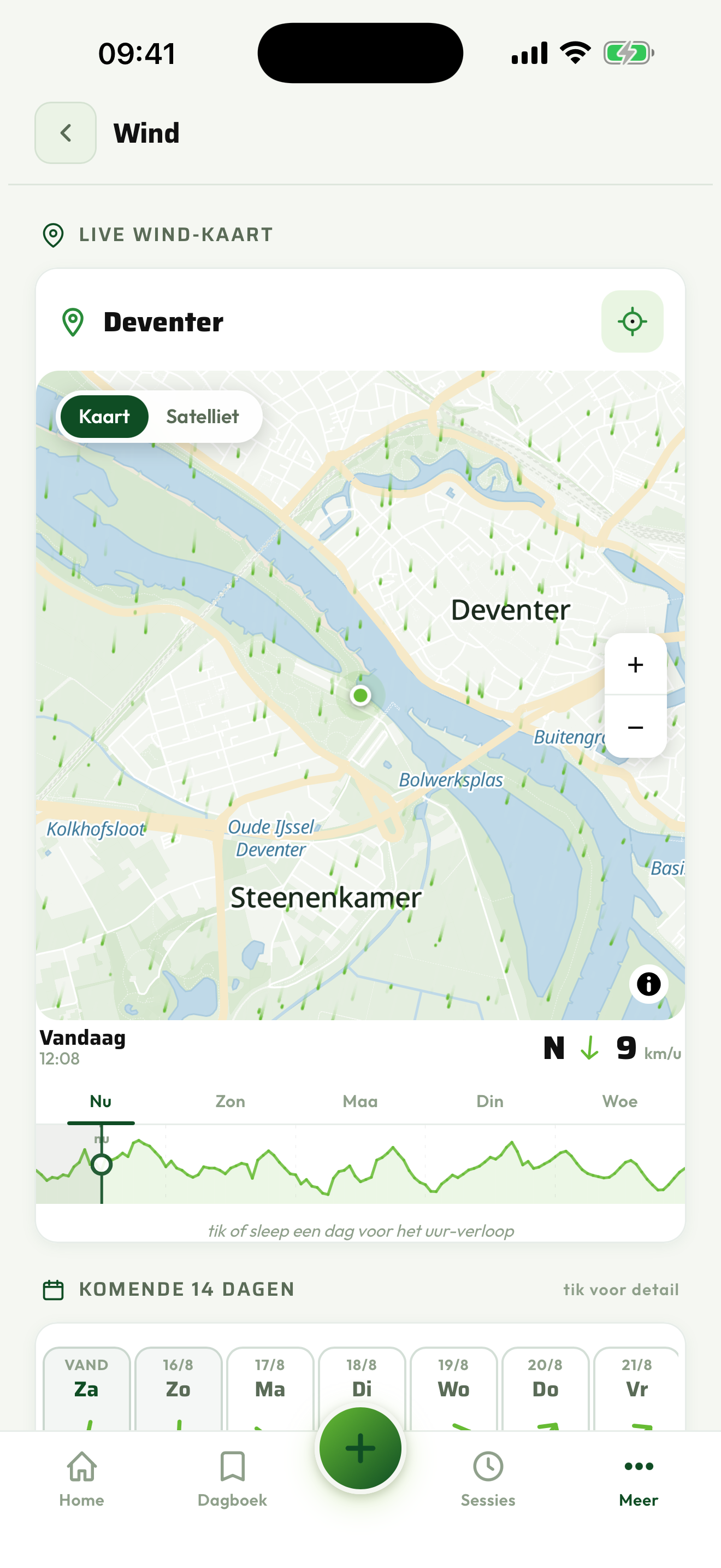 De windkaart met stromende lijnen